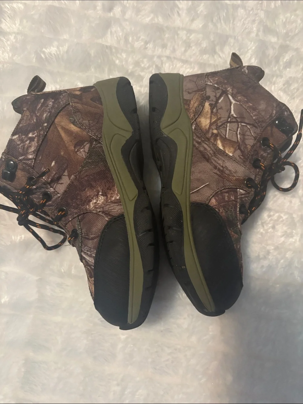 Ozark Trail kids Camo Hunting Boots with Black Toe and Olive Midsole